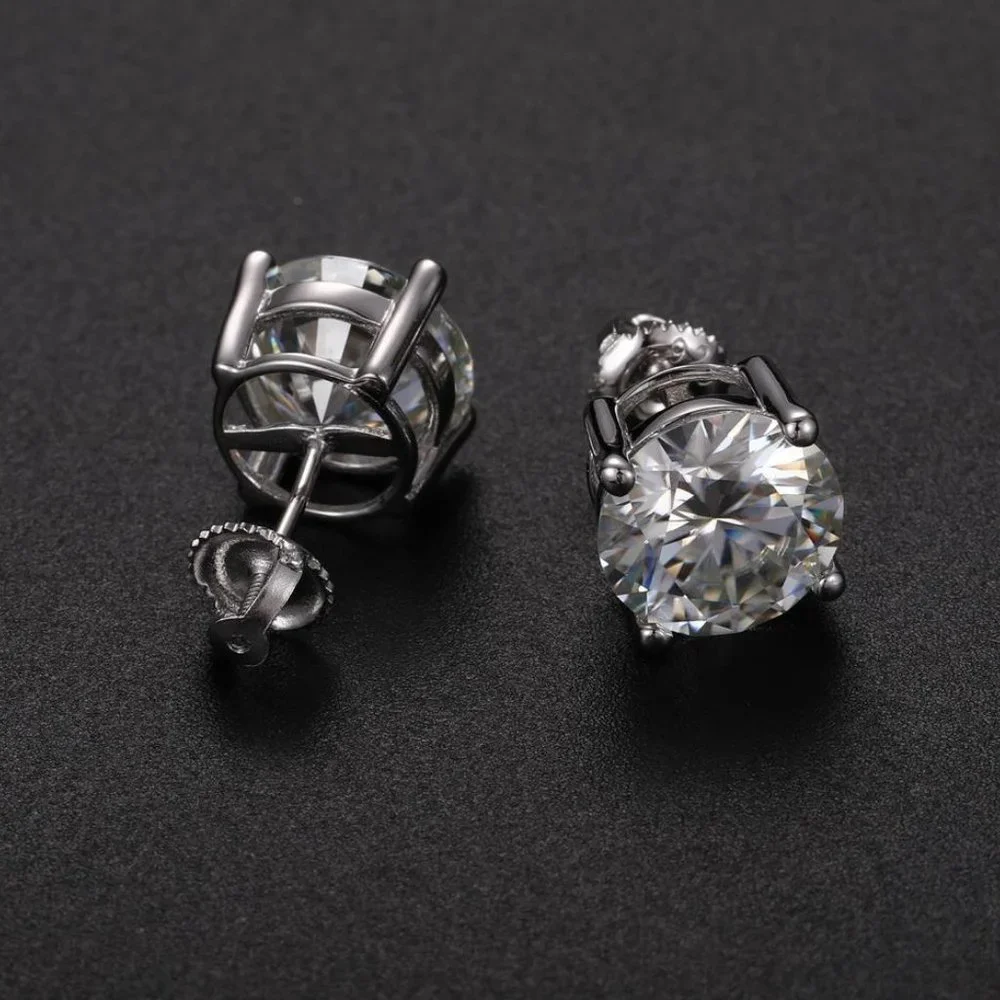 Certified 6ct. t.w. Moissanite Diamond Round Stud Earrings NEW A - Picture 3 of 11